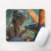 Süßes Feen Blau Drache Design Mousepad (Mit Mouse)