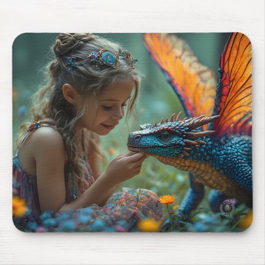 Süßes Feen Blau Drache Design Mousepad (Vorne)
