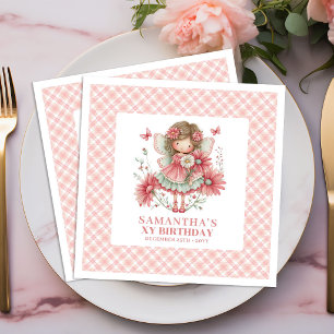 Süßes Feen-Mädchen 2. Geburtstag Florale Rosa Serv Serviette