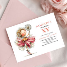 Süßes Feen-Mädchen 4. Geburtstag Rosa Blumen-Einla