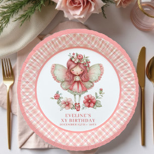 Süßes Feen-Mädchen 5. Geburtstag Errötend Blumenpa Pappteller