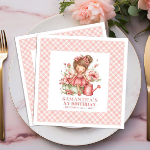 Süßes Feen-Mädchen 5. Geburtstag Errötende Blumen- Serviette