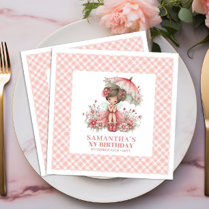 Süßes Feen-Mädchen 5. Geburtstag Pastell-Rosa Serv Serviette