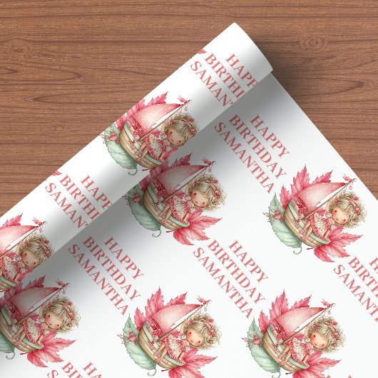 Süßes Feenmädchen 2. Geburtstag Rosa Verpackung Geschenkpapier