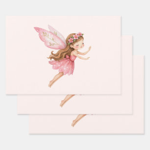 Süßes Feenmädchen im rosa Kleid - Whimsical Geschenkpapier Set