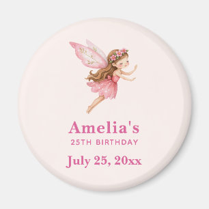 Süßes Feenmädchen im rosa Kleid zum Geburtstags-Da Magnet