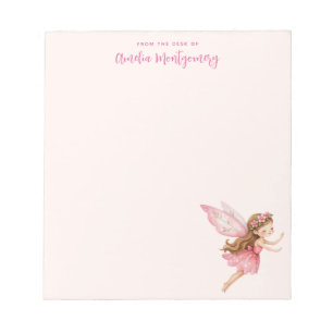 Süßes Feenmädchen in einem rosa Kleid, Fantasie Notizblock