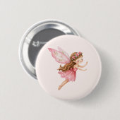 Süßes Feenmädchen in einem rosa Kleid, verspieltes Button (Vorne & Hinten)