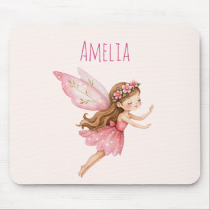 Süßes Feenmädchen in einem rosa Kleid - Whimsical Mousepad