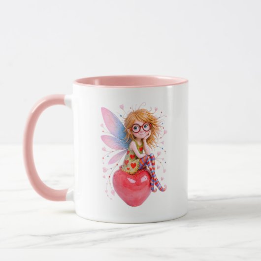 Süßes Feenmädchen mit roter Brille Tasse (Links)