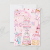 Süßes Feiern Aquarell Girl's Geburtstag Einladung (Rückseite)