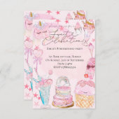 Süßes Feiern Aquarell Girl's Geburtstag Einladung (Vorne/Hinten)