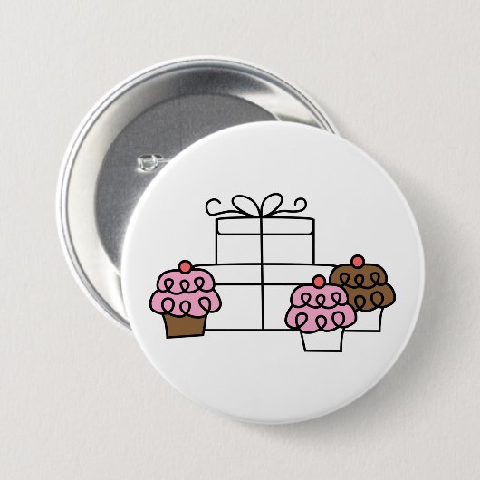 Süßes Feiern Cupcake und Geschenkboxen Button (Vorne & Hinten)