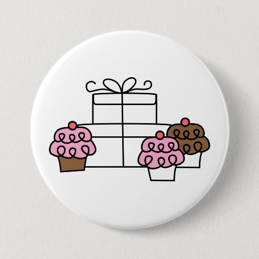 Süßes Feiern Cupcake und Geschenkboxen Button (Vorderseite)