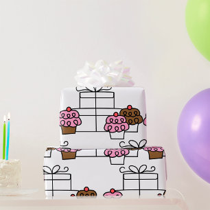 Süßes Feiern Cupcake und Geschenkboxen Geschenkpapier