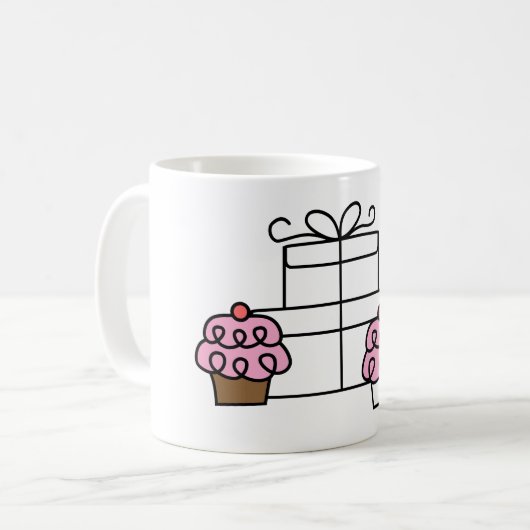 Süßes Feiern Cupcake und Geschenkboxen Kaffeetasse (Vorderseite Links)