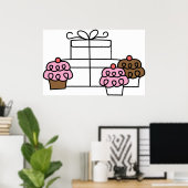 Süßes Feiern Cupcake und Geschenkboxen Poster (Heimbüro)