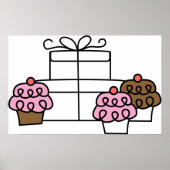 Süßes Feiern Cupcake und Geschenkboxen Poster (Vorne)