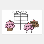 Süßes Feiern Cupcake und Geschenkboxen Rechteckiger Aufkleber (Vorderseite)