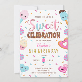 Süßes Feiern Donut Candy Ice Creme Geburtstag Einladung