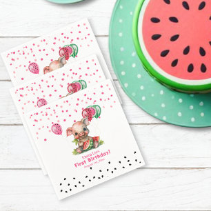 Süßes Ferkel, das Wassermelonen-Geburtstagspapier Serviette