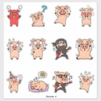 Süßes Ferkel-Emoji-Sticker-Pack Aufkleber