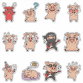 Süßes Ferkel-Emoji-Sticker-Pack Aufkleber (Vorderseite)