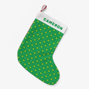 Süßes festliches Retro-Muster Grün personalisierte Kleiner Weihnachtsstrumpf