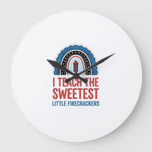 Süßes Feuerwerk-Lehrer Vintage-Vector-Shirt_1 Große Wanduhr