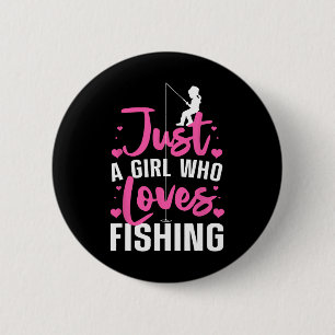 Süßes Fischen für Frauen Mädchen Kinder Fischer An Button