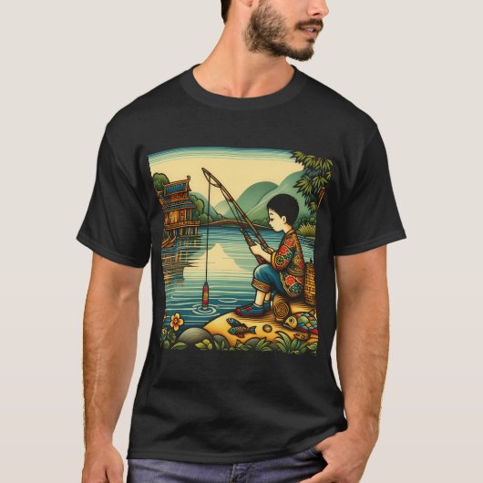 Süßes Fischerboot (Kreis) T-Shirt (Vorderseite)