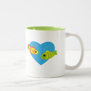 Süßes Fischpaar Valentinstag Aquarium Liebe Zweifarbige Tasse