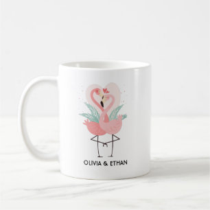 Süßes Flamingo-Paar personalisierter Valentinstag Kaffeetasse