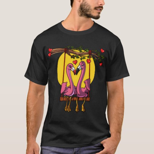 Süßes Flamingo-Paar T-Shirt (Vorderseite)