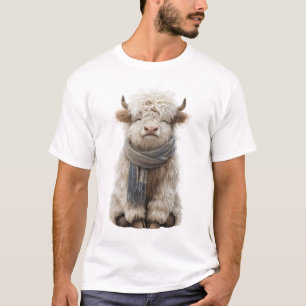 Süßes, flauschiges Highland-Kuh-Kalb mit Schal T-Shirt