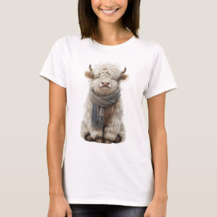 Süßes, flauschiges Highland-Kuh-Kalb mit Schal T-Shirt