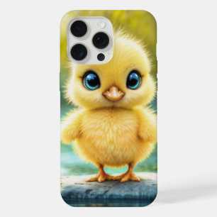 Süßes flauschiges Küken mit großen Augen, das auf iPhone 15 Pro Max Hülle