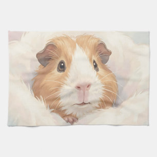 Süßes flauschiges Meerschweinchen-Porträt Geschirrtuch