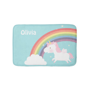 Süßes fliegendes Einhorn Regenbogen Mädchenzimmer Badematte
