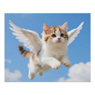 Süßes fliegendes Kätzchen Dreifarbiges Tigerchen B Poster