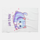Süßes fliegendes Lavendel-Kätzchen Kawaii Geschirrtuch (Horizontal)