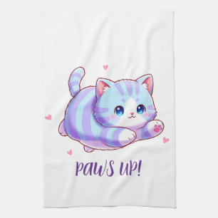 Süßes fliegendes Lavendel-Kätzchen Kawaii Geschirrtuch