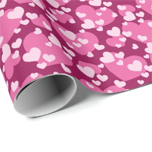Süßes Fliesenmuster rosa Herzen Geschenkpapier (Rolleneckpunkt)
