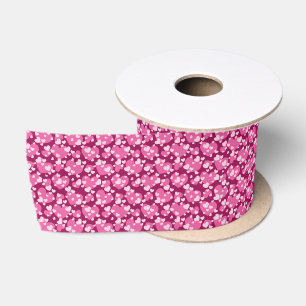Süßes Fliesenmuster rosa Herzen  Satinband