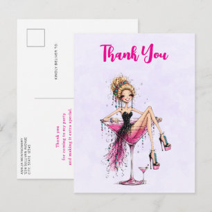 Süßes, Flirtendes Mädchen in einem Martini-Glas Da Postkarte