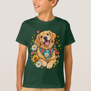 Süßes florales Golden Retriever-Digitaldesign mit  T-Shirt