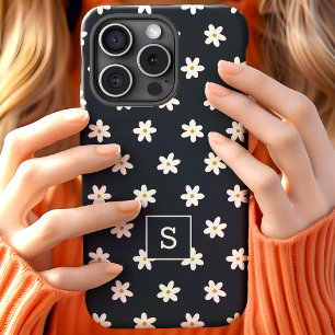 Süßes florales Navy-Graslilien-Muster-Monogramm Case-Mate iPhone Hülle