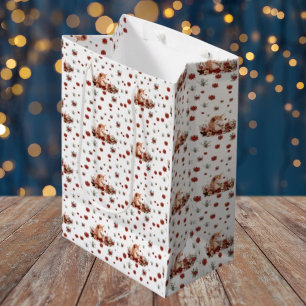 Süßes florales Weihnachts-Einhorn-Mädchen Weiß Mittlere Geschenktüte
