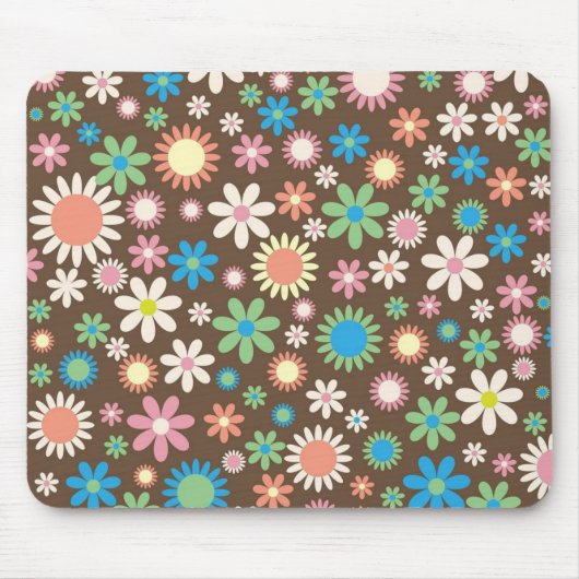 Süßes Flower-Power-Muster Braun Mousepad (Vorne)