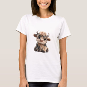 Süßes Fluffiges Baby Highland Kuh Cowgirl Frauen T-Shirt